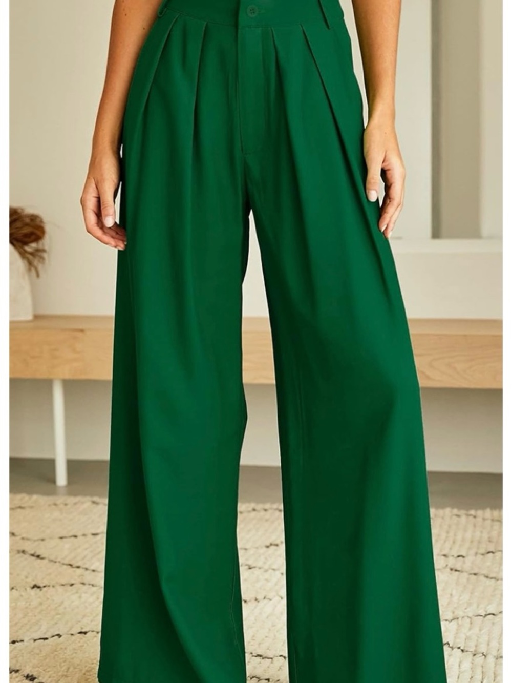 Vibrant Green Wide-Leg Trousers - Picture 3 of 7
